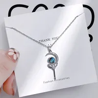 Vacation Simple Style Solid Color Titanium Steel Copper Inlay Zircon Women's Pendant Necklace sku image 2