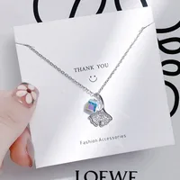 Vacation Simple Style Solid Color Titanium Steel Copper Inlay Zircon Women's Pendant Necklace sku image 7