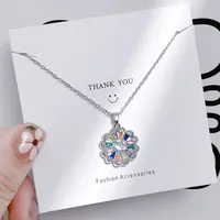 Vacation Simple Style Solid Color Titanium Steel Copper Inlay Zircon Women's Pendant Necklace sku image 8