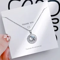 Vacation Simple Style Solid Color Titanium Steel Copper Inlay Zircon Women's Pendant Necklace sku image 11
