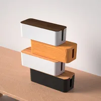 Wire Storage Box Socket Patch Panel Cable Box Desktop Finishing Cable Box Wooden Power Strip Power Strip Storage Box main image 2