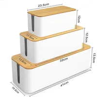 Wire Storage Box Socket Patch Panel Cable Box Desktop Finishing Cable Box Wooden Power Strip Power Strip Storage Box main image 4