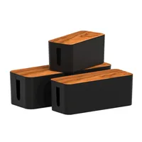 Wire Storage Box Socket Patch Panel Cable Box Desktop Finishing Cable Box Wooden Power Strip Power Strip Storage Box main image 5