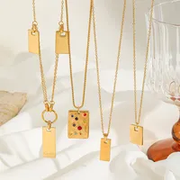 Casual Commute Geometric Rectangle 316 Stainless Steel  Plating Inlay Zircon 18K Gold Plated Women's Pendant Necklace main image 1