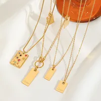 Casual Commute Geometric Rectangle 316 Stainless Steel  Plating Inlay Zircon 18K Gold Plated Women's Pendant Necklace main image 2