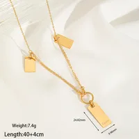 Casual Commute Geometric Rectangle 316 Stainless Steel  Plating Inlay Zircon 18K Gold Plated Women's Pendant Necklace sku image 1