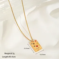 Casual Commute Geometric Rectangle 316 Stainless Steel  Plating Inlay Zircon 18K Gold Plated Women's Pendant Necklace sku image 4