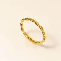 Special-Interest Design Twist Ring Girls Titanium Steel No Fading Ins Style Gold Pigment Ring Simple And Light Luxury Twin Ring sku image 4