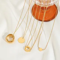 Casual Commute Geometric Round 316 Stainless Steel  Plating 18K Gold Plated Women's Pendant Necklace main image 2