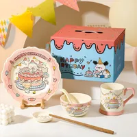 Cute Cartoon Ceramics Plate Bowl Mug 1 Set main image 1