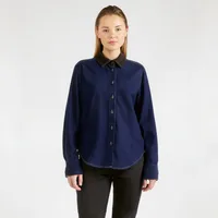 Women's Blouse Long Sleeve Blouses Contrast Collar Vintage Style Color Block main image 1