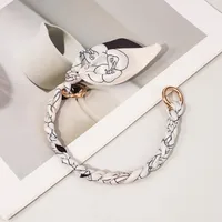 Silk Scarf Zinc Alloy Printing Stripe Bag Chain sku image 13