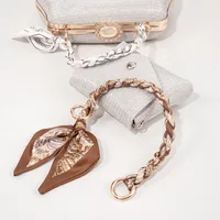 Silk Scarf Zinc Alloy Printing Stripe Bag Chain main image 3