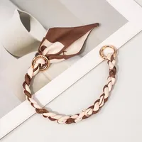 Silk Scarf Zinc Alloy Printing Stripe Bag Chain sku image 2