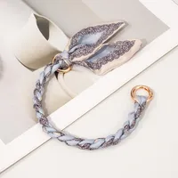 Silk Scarf Zinc Alloy Printing Stripe Bag Chain sku image 1