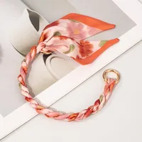 Silk Scarf Zinc Alloy Printing Stripe Bag Chain sku image 3