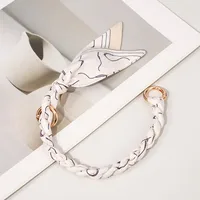 Silk Scarf Zinc Alloy Printing Stripe Bag Chain sku image 4