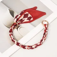 Silk Scarf Zinc Alloy Printing Stripe Bag Chain sku image 5