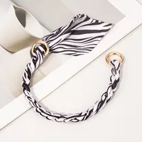 Silk Scarf Zinc Alloy Printing Stripe Bag Chain sku image 6