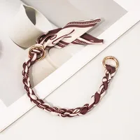 Silk Scarf Zinc Alloy Printing Stripe Bag Chain sku image 7