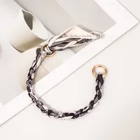 Silk Scarf Zinc Alloy Printing Stripe Bag Chain sku image 8