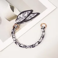 Silk Scarf Zinc Alloy Printing Stripe Bag Chain sku image 9
