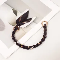 Silk Scarf Zinc Alloy Printing Stripe Bag Chain sku image 10