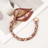 Silk Scarf Zinc Alloy Printing Stripe Bag Chain sku image 11