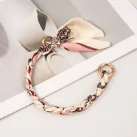 Silk Scarf Zinc Alloy Printing Stripe Bag Chain sku image 14
