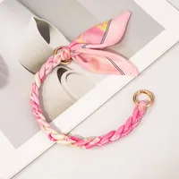 Silk Scarf Zinc Alloy Printing Stripe Bag Chain sku image 16