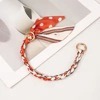 Silk Scarf Zinc Alloy Printing Stripe Bag Chain sku image 18