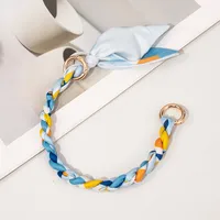 Silk Scarf Zinc Alloy Printing Stripe Bag Chain sku image 19
