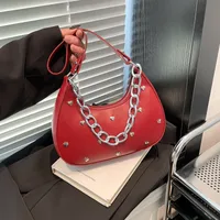 Women's Small Pu Leather Heart Shape Solid Color Streetwear Rivet Pillow Shape Zipper Shoulder Bag main image 2
