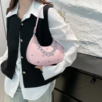 Women's Small Pu Leather Heart Shape Solid Color Streetwear Rivet Pillow Shape Zipper Shoulder Bag main image 4
