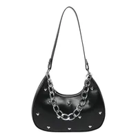 Women's Small Pu Leather Heart Shape Solid Color Streetwear Rivet Pillow Shape Zipper Shoulder Bag main image 5