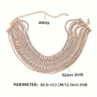 Vacation Simple Style Solid Color Alloy Inlay Rhinestones Women's Necklace main image 2