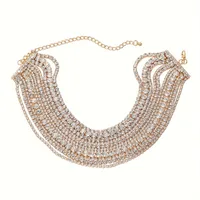 Vacation Simple Style Solid Color Alloy Inlay Rhinestones Women's Necklace main image 5