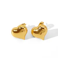 1 Pair Basic Heart Shape Plating Copper Ear Studs main image 3