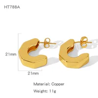 1 Pair Basic Heart Shape Plating Copper Ear Studs sku image 5