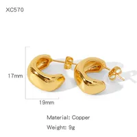 1 Pair Basic Heart Shape Plating Copper Ear Studs sku image 6