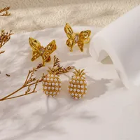 1 Pair Vacation Simple Style Flower Plating Copper Ear Studs main image 2