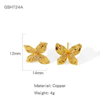 1 Pair Vacation Simple Style Flower Plating Copper Ear Studs sku image 1