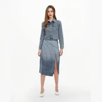 Casual Holiday Daily Women's Simple Style Color Block Denim Slit Skirt Sets Shorts Sets main image 1