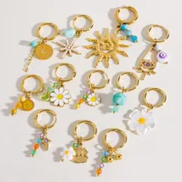 1 Piece IG Style Elegant Sweet Geometric Flower Daisy 304 Stainless Steel 14K Gold Plated Drop Earrings main image 3