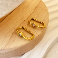 1 Pair Simple Style Heart Shape Plating Inlay 304 Stainless Steel Zircon 18K Gold Plated Earrings main image 4