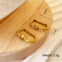 1 Pair Simple Style Heart Shape Plating Inlay 304 Stainless Steel Zircon 18K Gold Plated Earrings main image 9