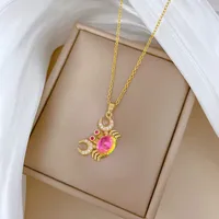 Classic Style Crab Titanium Steel Copper Inlay Zircon Gold Plated Women's Pendant Necklace main image 1