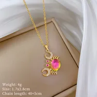 Classic Style Crab Titanium Steel Copper Inlay Zircon Gold Plated Women's Pendant Necklace main image 2