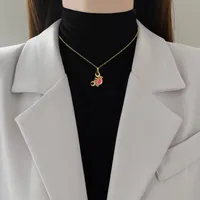 Classic Style Crab Titanium Steel Copper Inlay Zircon Gold Plated Women's Pendant Necklace main image 3