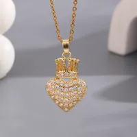 Elegant Four Leaf Clover Heart Shape Butterfly Titanium Steel Copper Plating Zircon Women's Pendant Necklace sku image 25